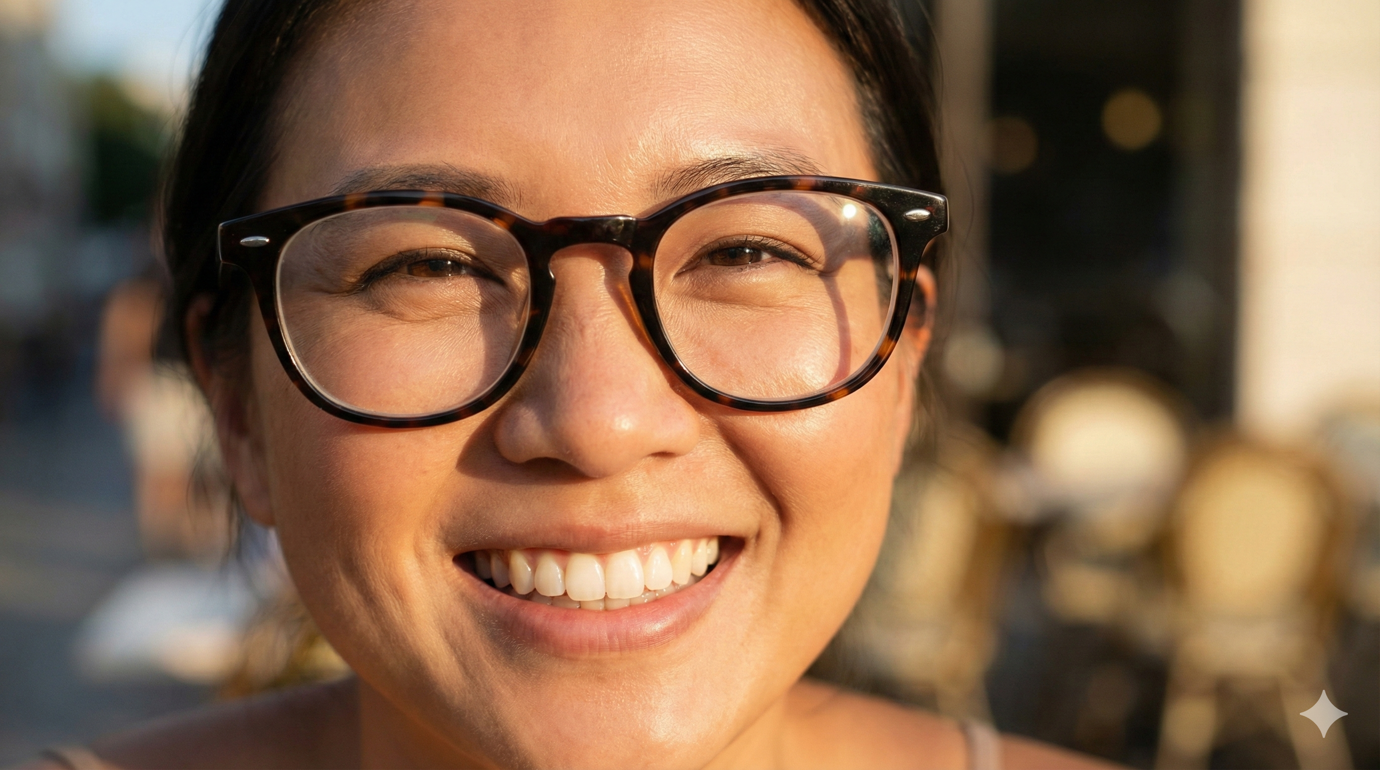 Smile test for Asian fit glasses and cheek clearance