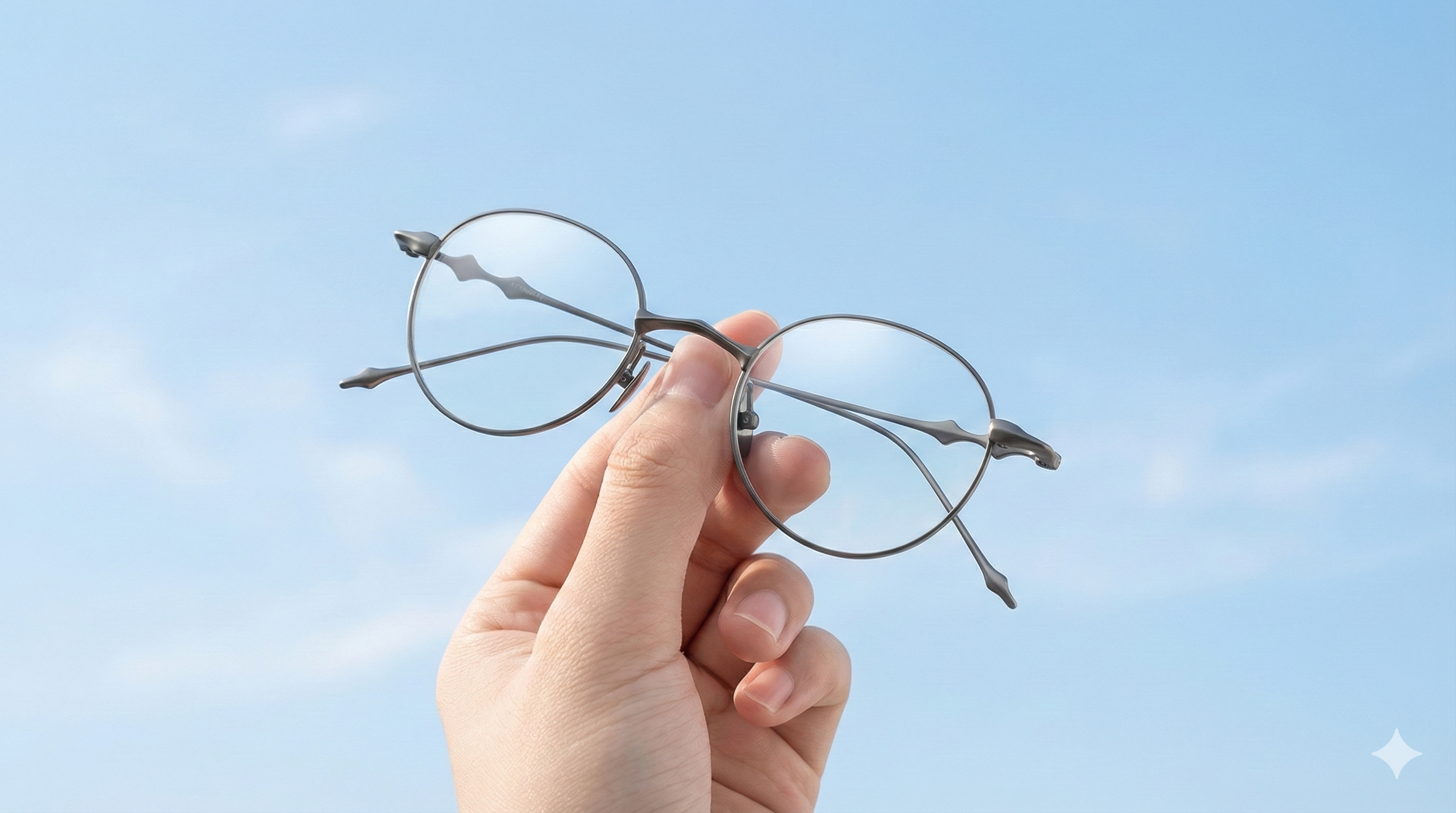 Titanium glasses designed for low nose bridges