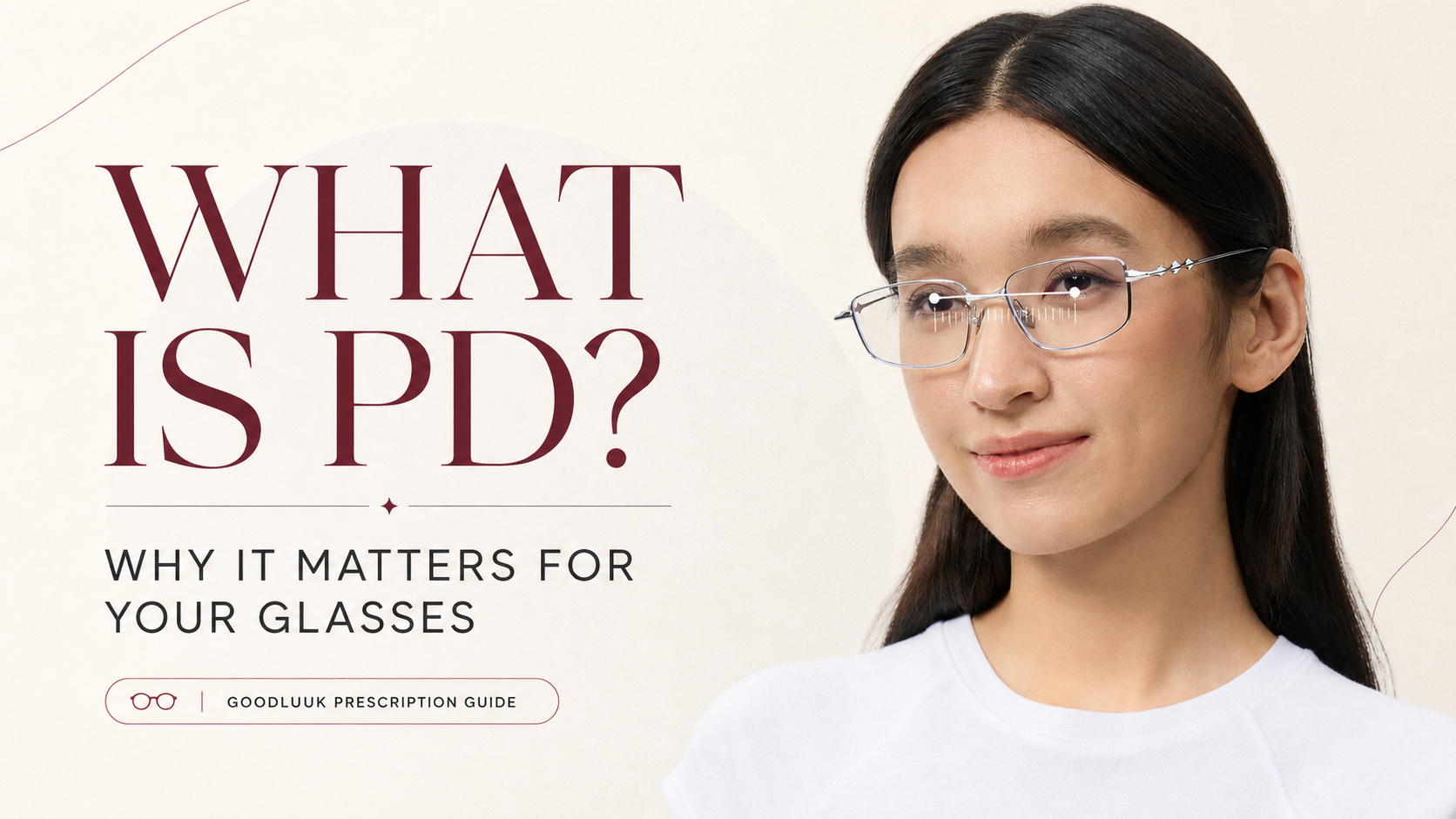 Pupillary distance measurement illustrated on GOODLUUK glasses