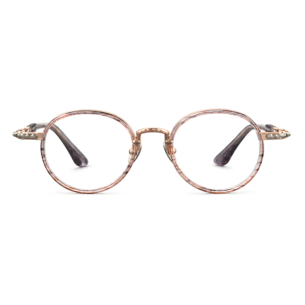ISE Asian fit eyeglasses - 81807白底图粉纹玫金银2