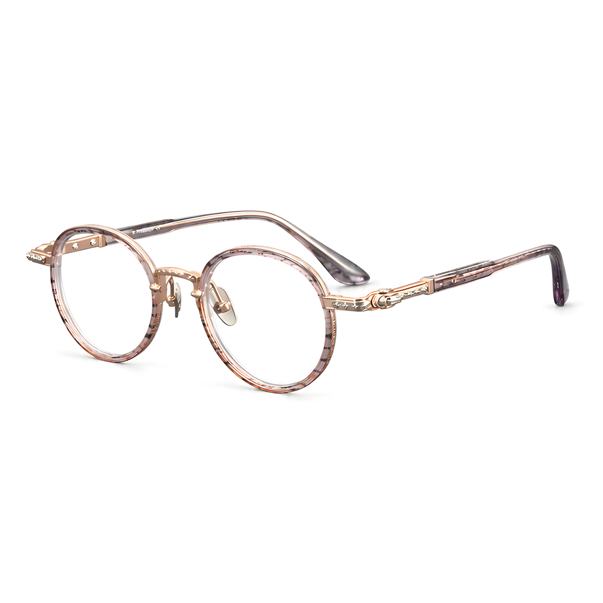 ISE Asian fit eyeglasses - 81807白底图粉纹玫金银3