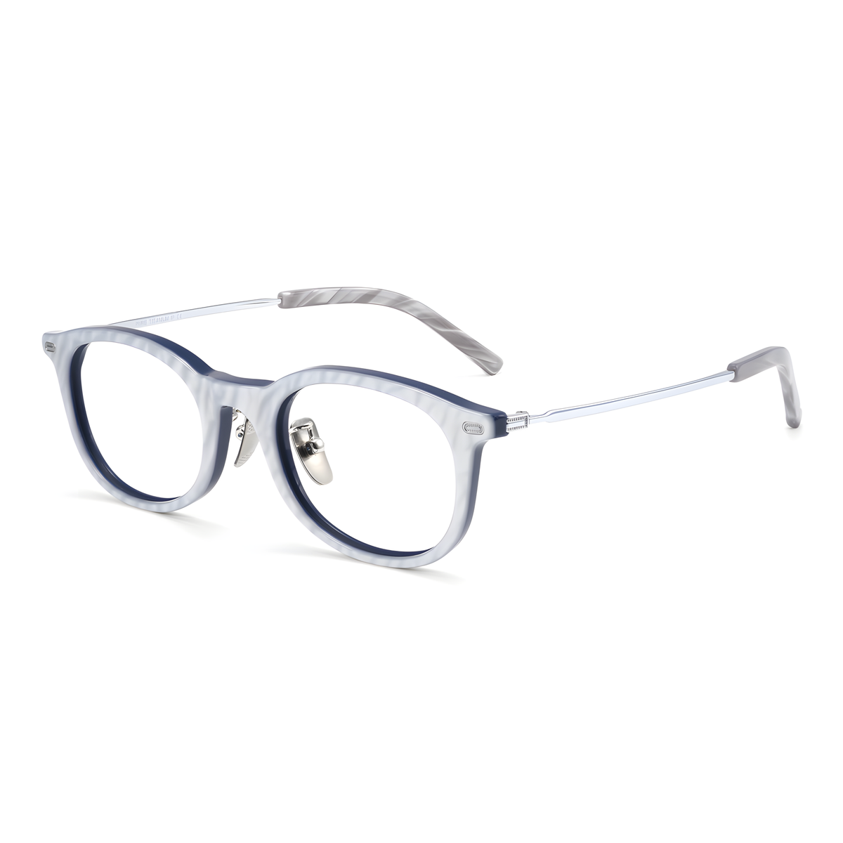 OTARU Asian fit eyeglasses - J106Y白底图白蓝银