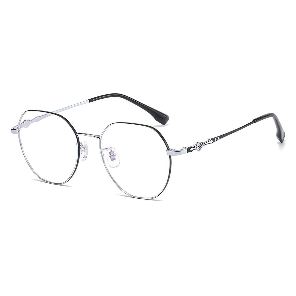 YAMAGATA Black/Silver eyeglasses angle view