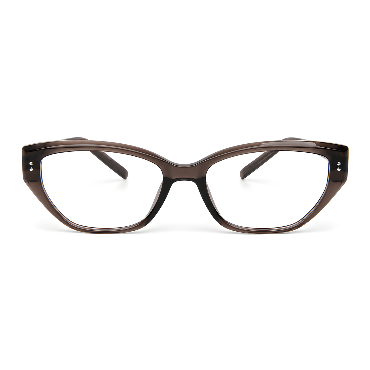 HACHINOHE Coffee brown eyeglasses front view