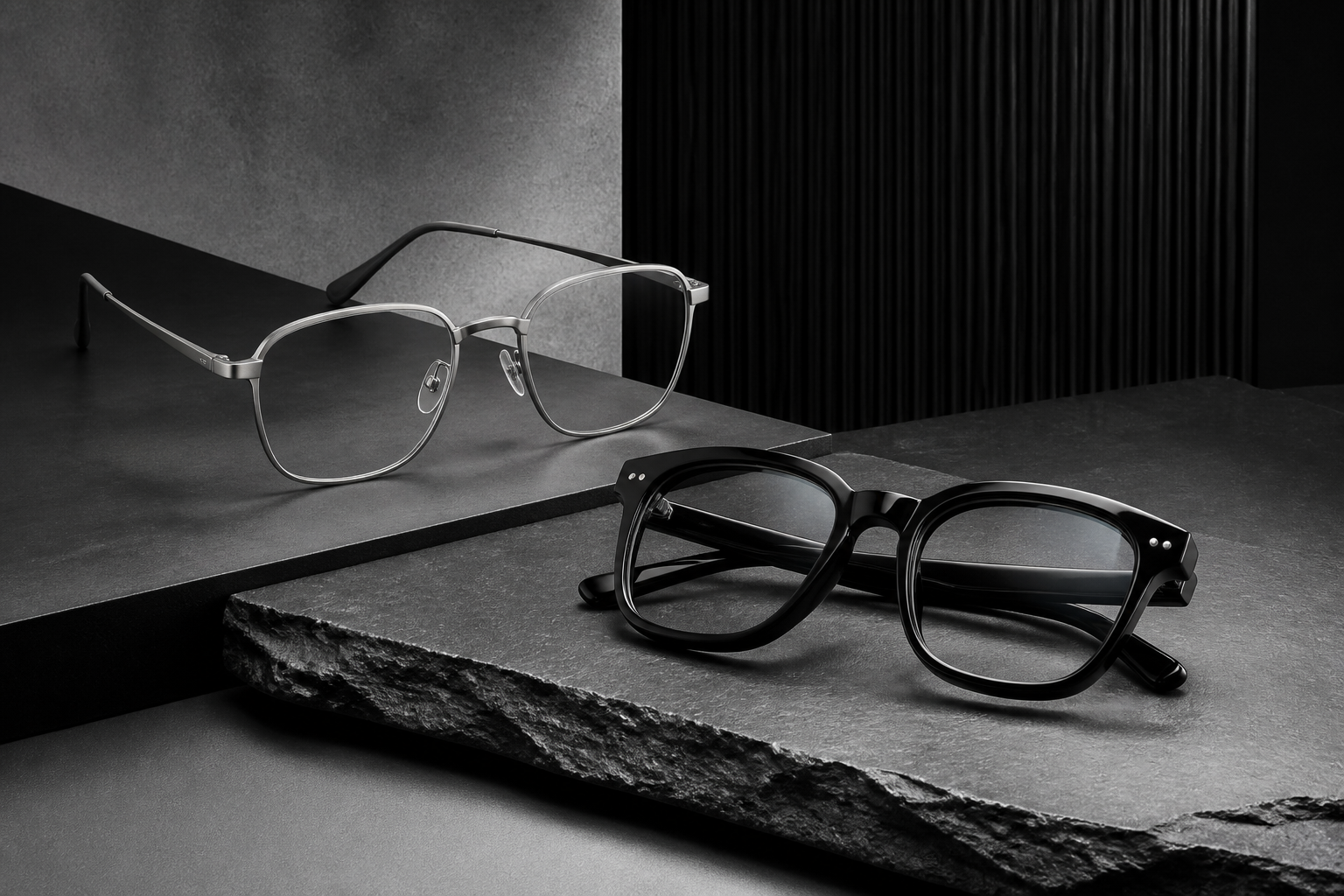 Titanium and acetate eyeglass frames compared