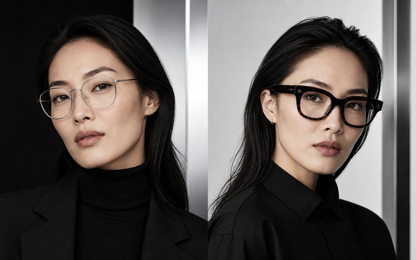 Two everyday and statement eyeglass looks for building an eyewear wardrobe