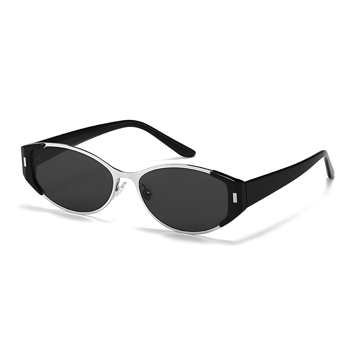 MENTON - Black with Silver / Dark Gray Lens - view 2 #Color_Black with Silver / Dark Gray Lens