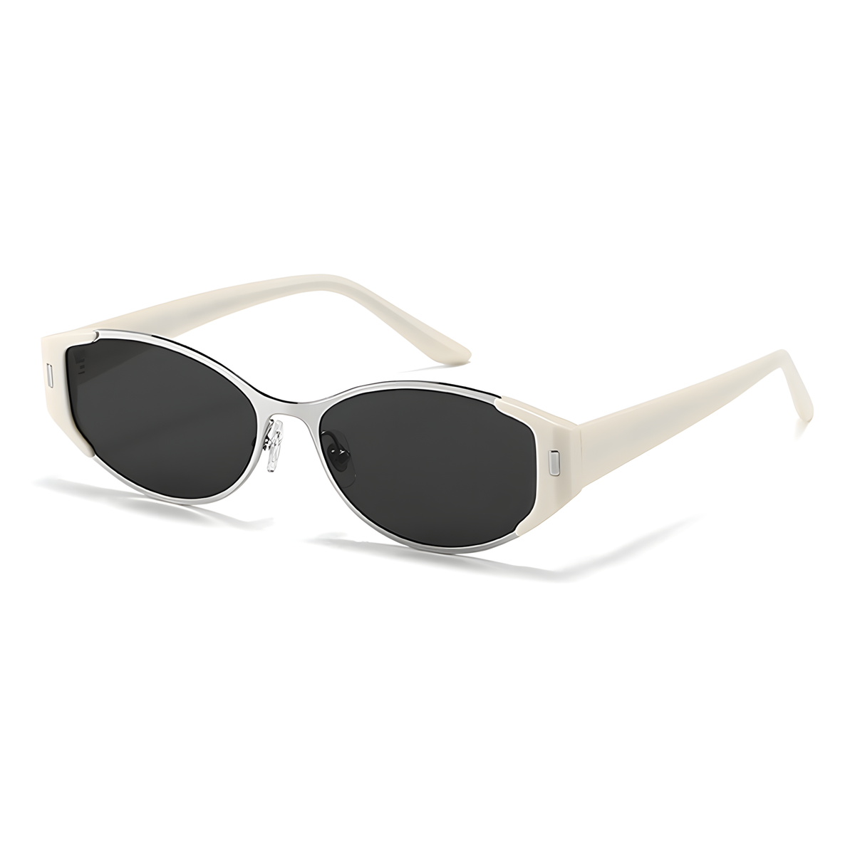 MENTON - Milky White with Silver / Dark Gray Lens - view 2 #Color_Milky White with Silver / Dark Gray Lens