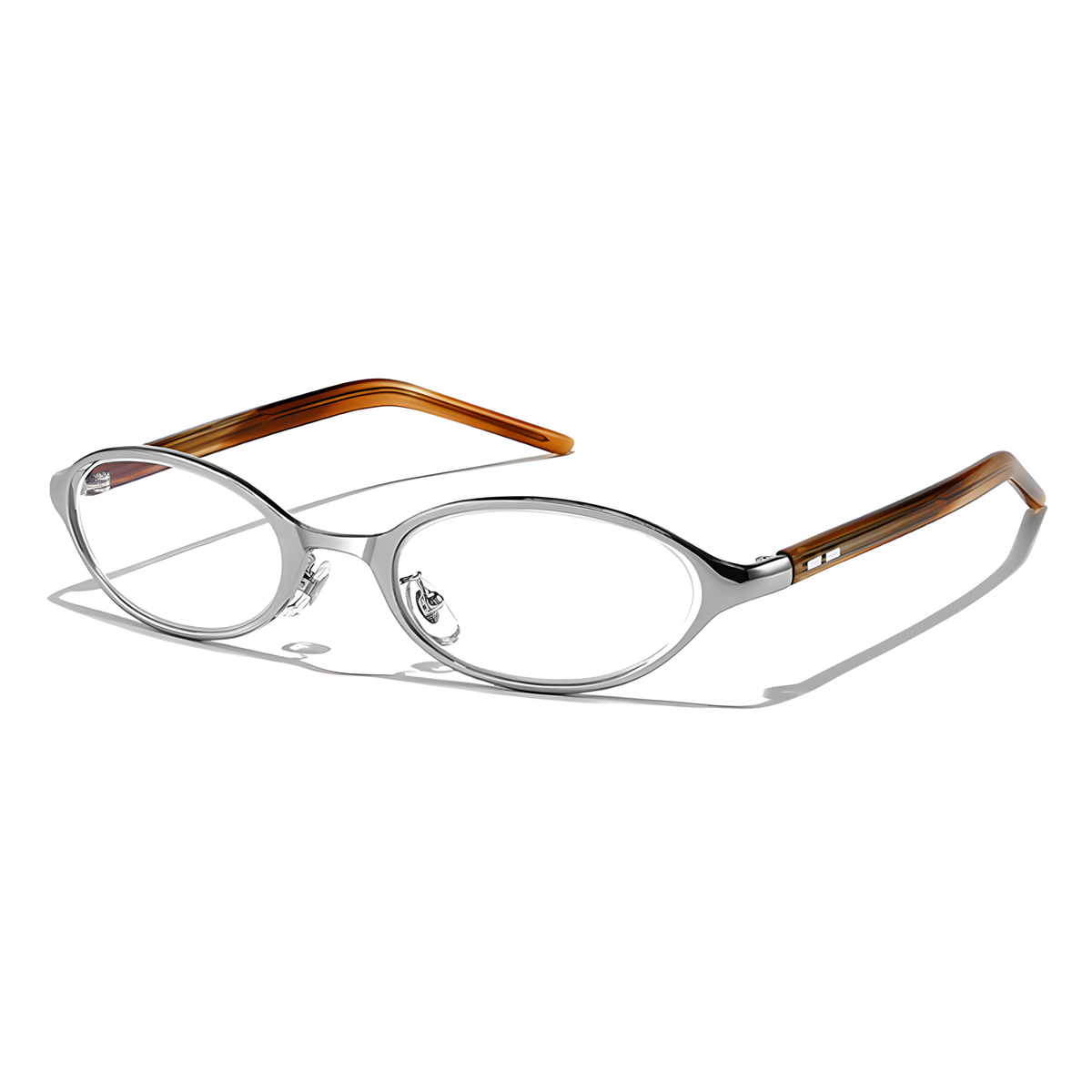 ALASSIO - Silver with Brown Temples / Blue Light Lens - view 3 #Color_Silver with Brown Temples / Blue Light Lens