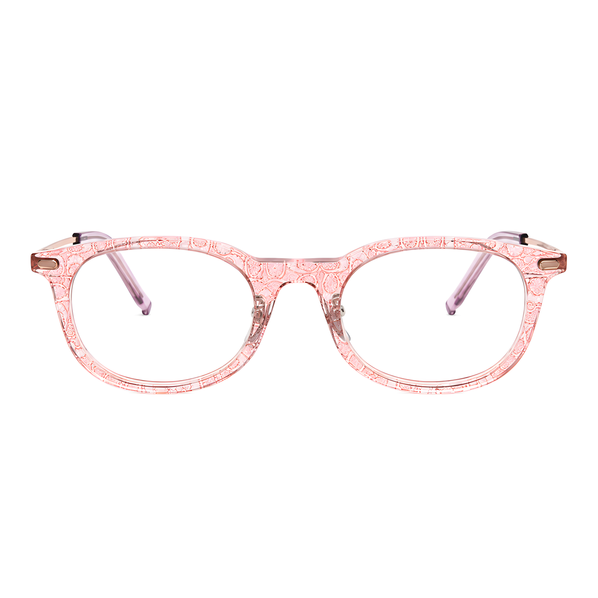 OTARU Asian fit eyeglasses - J106Y白底图闪粉玫金2