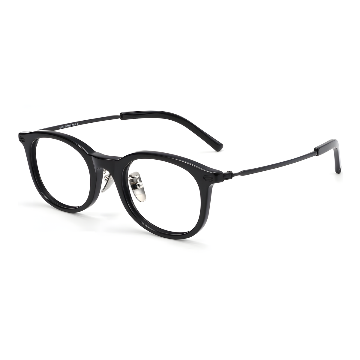 OTARU Asian fit eyeglasses - J106Y白底图黑色2