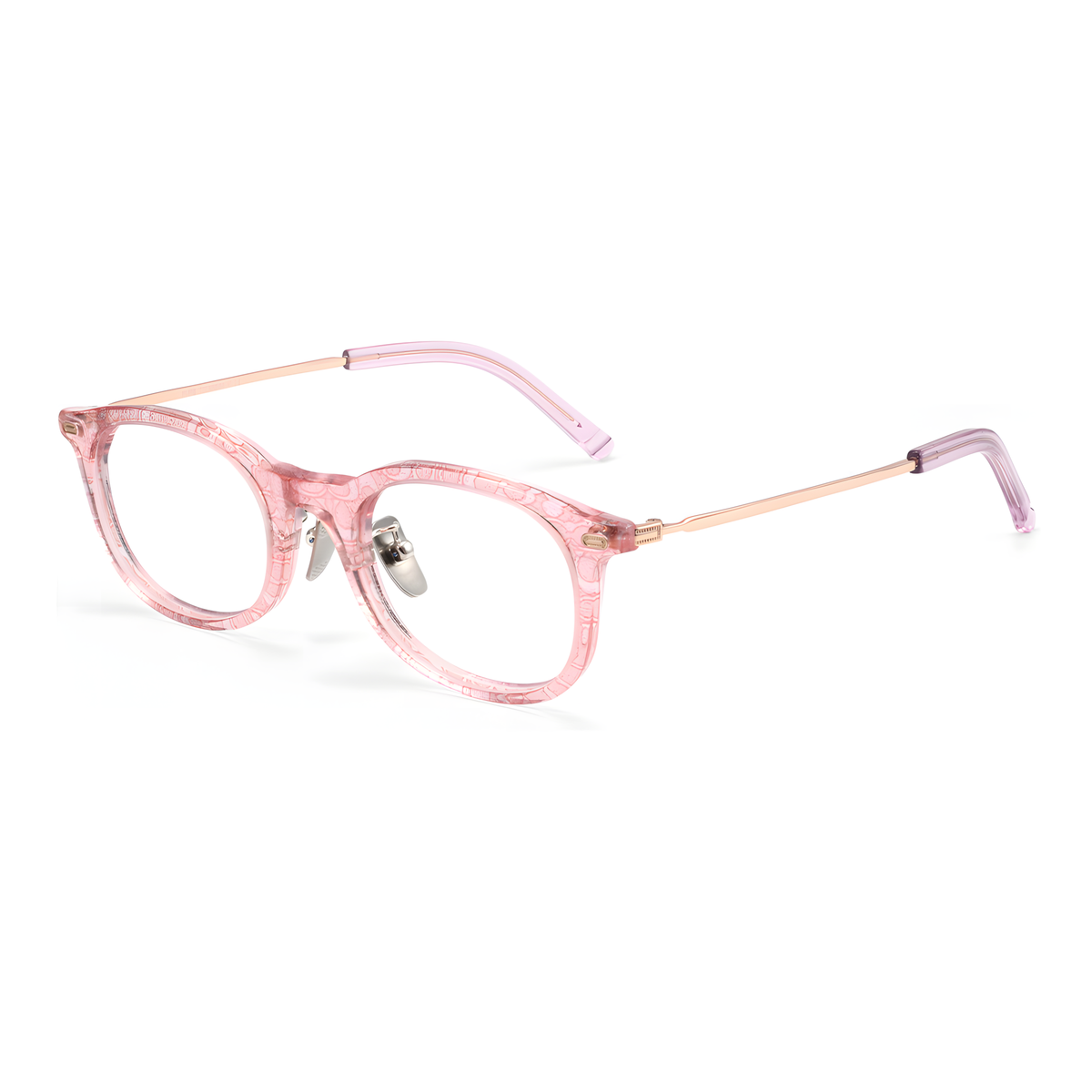 OTARU Asian fit eyeglasses - J106Y白底图闪粉玫金3