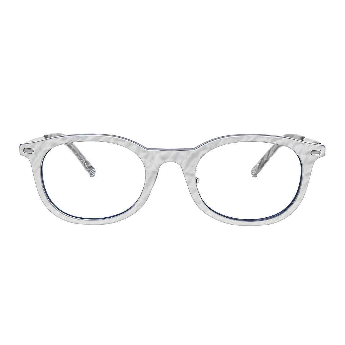 OTARU Asian fit eyeglasses - J106Y白底图白蓝银3
