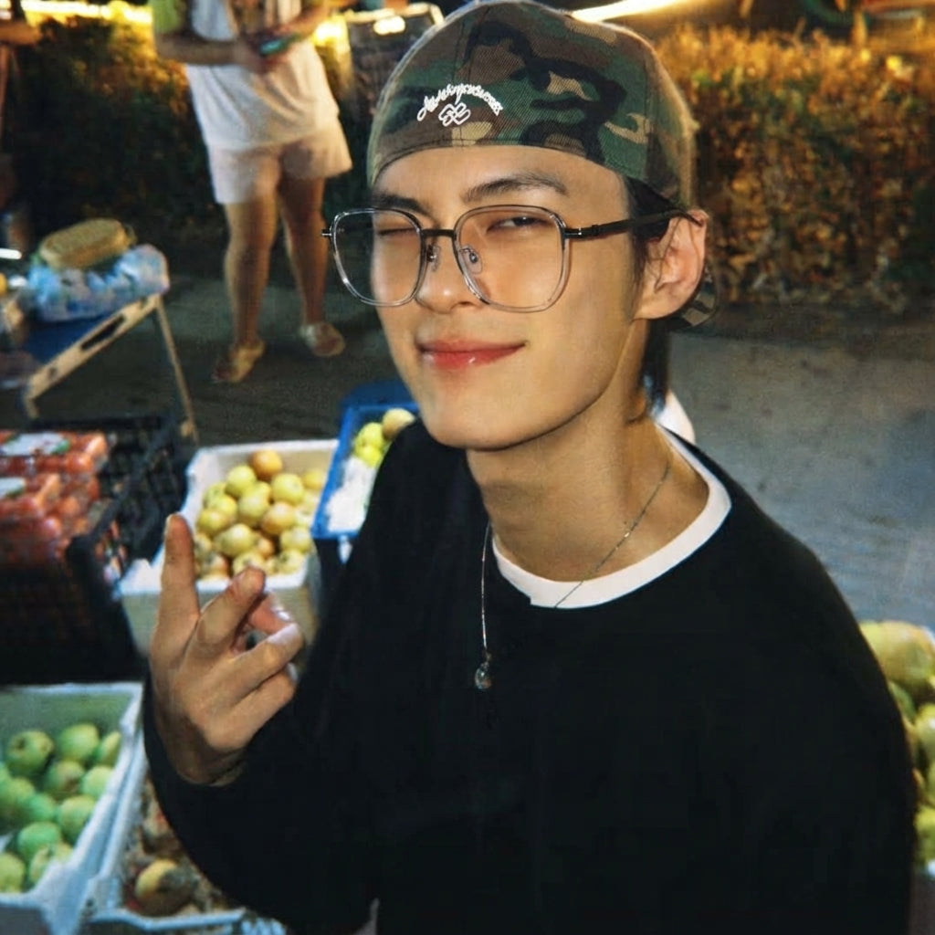 FUKUI eyeglasses worn by model