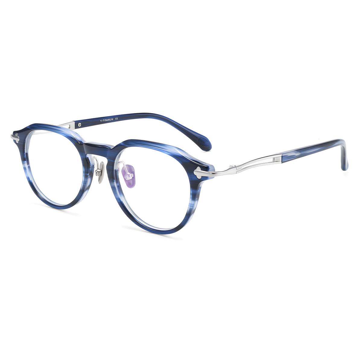 IZU eyeglasses DuneT白底图蓝条纹银