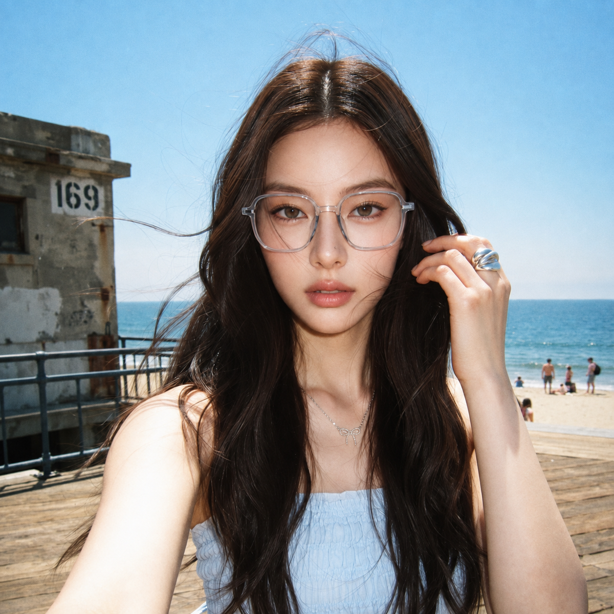 TAKAMATSU eyeglasses worn by model