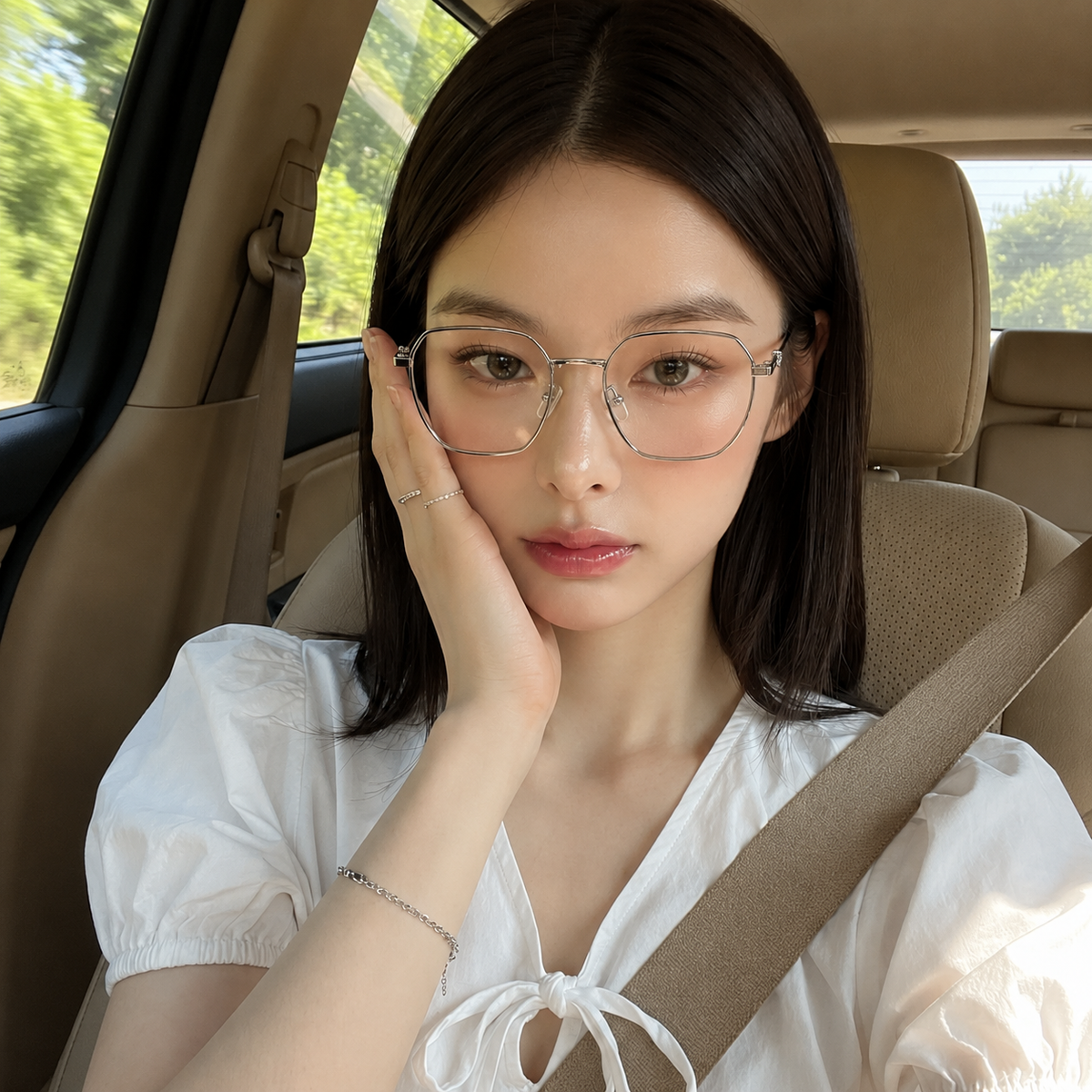 WUXI eyeglasses worn by model