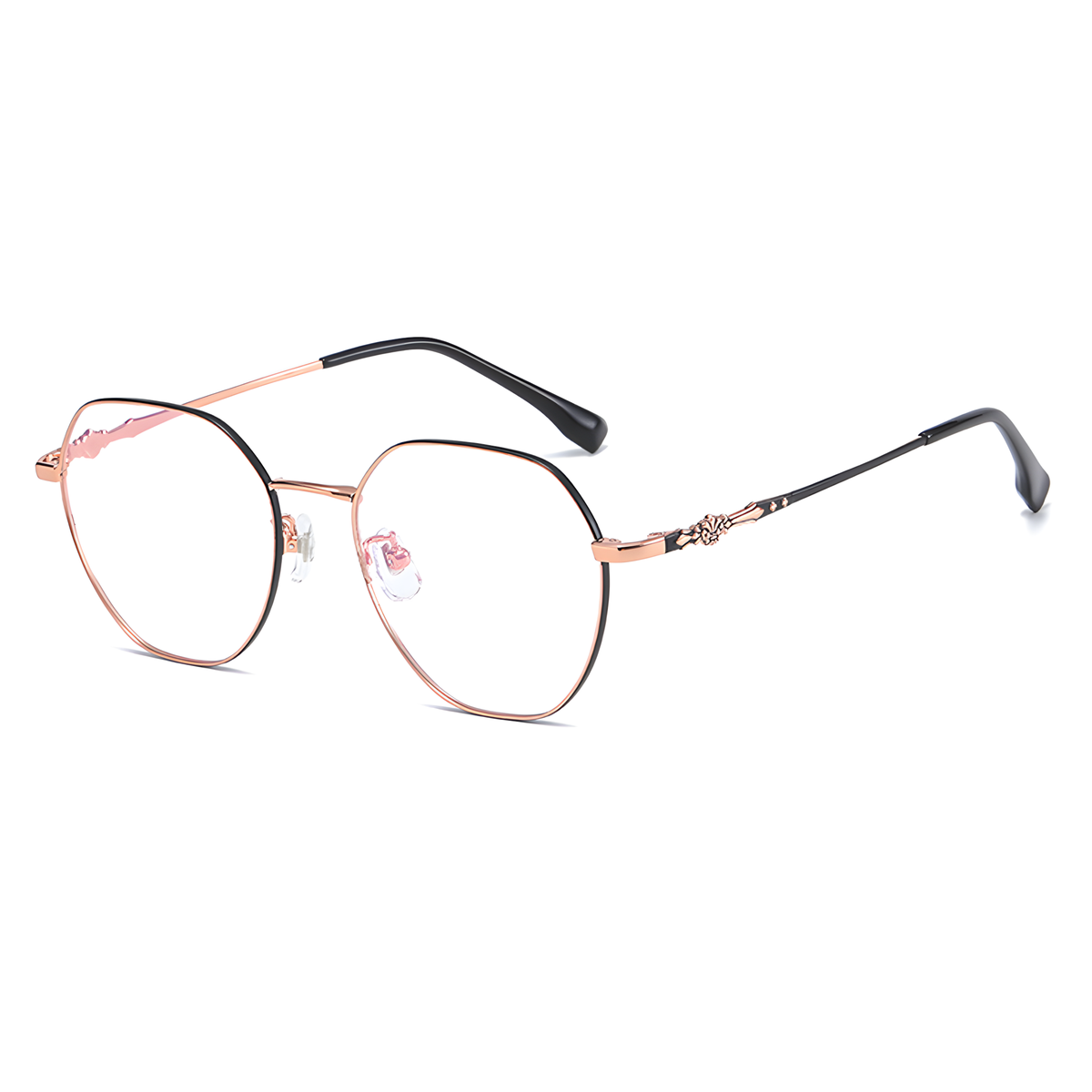 YAMAGATA Black with Rose Gold eyeglasses side view