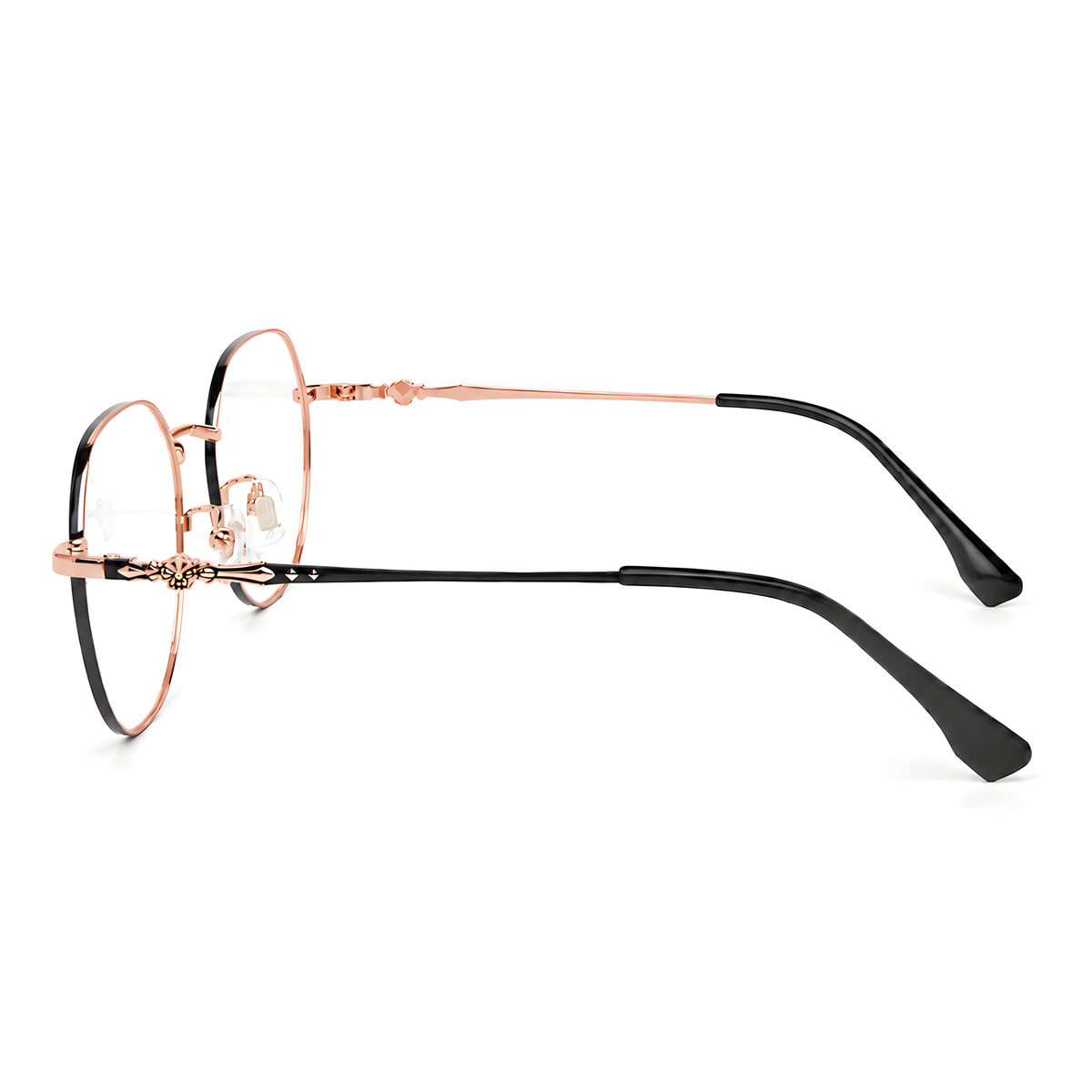 YAMAGATA Black with Rose Gold eyeglasses angle view